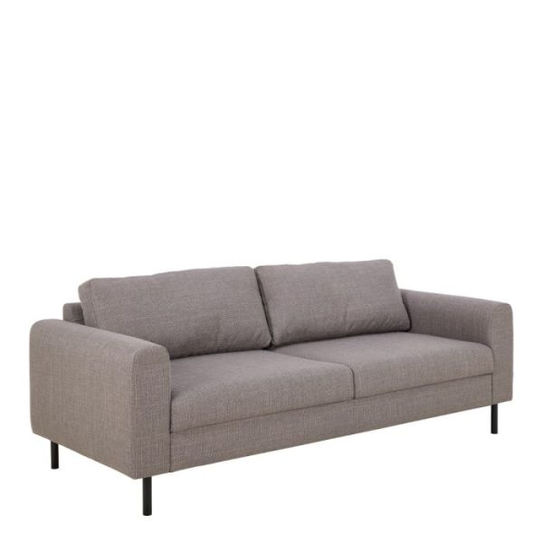 3 Seater Sofa in Basel Light Grey BROWN Matt Steel Legs