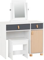 Brooklyn Study Desk or Dressing Table Set Oak Effect Grey