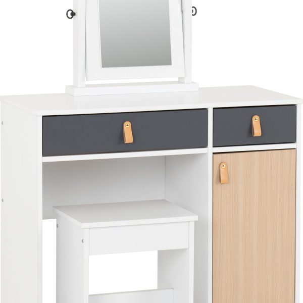 Brooklyn Study Desk or Dressing Table Set Oak Effect Grey