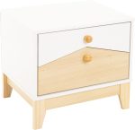 Cody 2 Drawer Bedside Table White WIth Pine Effect