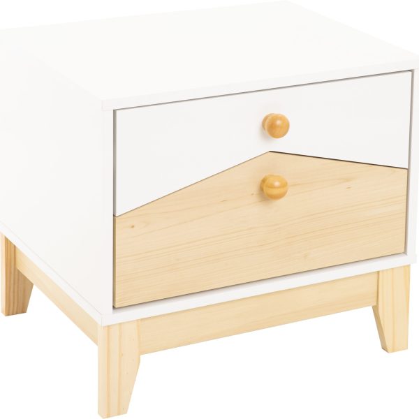 Cody 2 Drawer Bedside Table White WIth Pine Effect