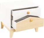 Cody 2 Drawer Bedside Table White WIth Pine Effect - Image 2