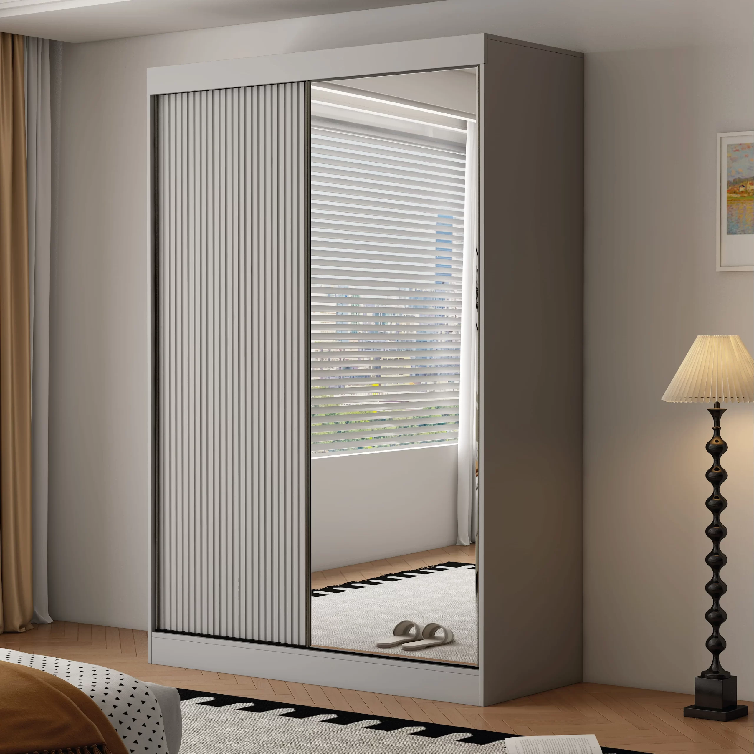 10-1768232105-696514a9b293d-w-main.webp Berlin 2 Door 150CM Grey sliding wardrobe - Image 1