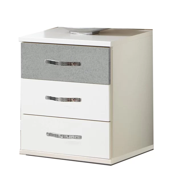 DUO 075317 - Grey 3 Drawer Bedside