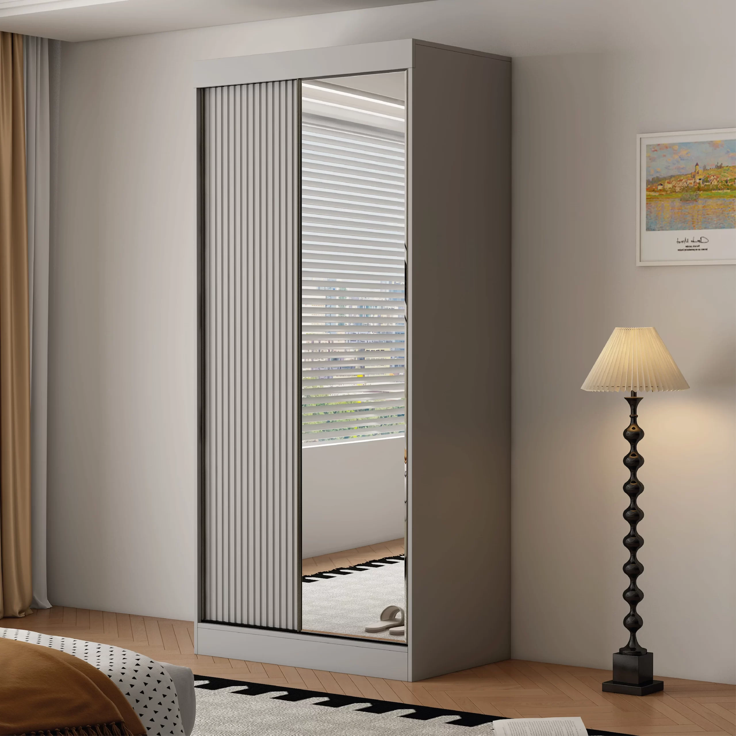 11-1768232402-696515d2091d7-w-main.webp Berlin 2 Door 100CM Grey sliding wardrobe - Image 1