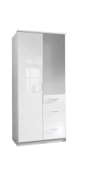 Clack - White And white Gloss 2 Door Wardrobe