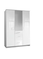 Clack - White And white Gloss 3  Door wardrobe