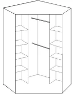 Clack - 243543 White And white Gloss Corner Wardrobe - Image 3