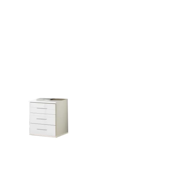 Clack -243317 White And white Gloss 3 Drawer bedside