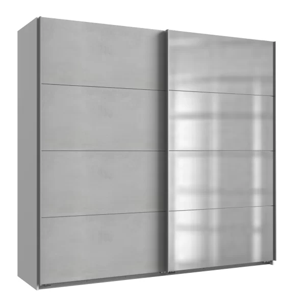 Ernie - white And light grey 225cm 2 door sliding wardrobe