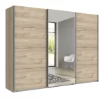 Ernie - hickory oak 3 Door Sliding Wardrobe