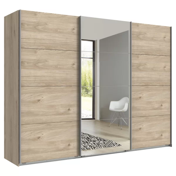Ernie - hickory oak 3 Door Sliding Wardrobe