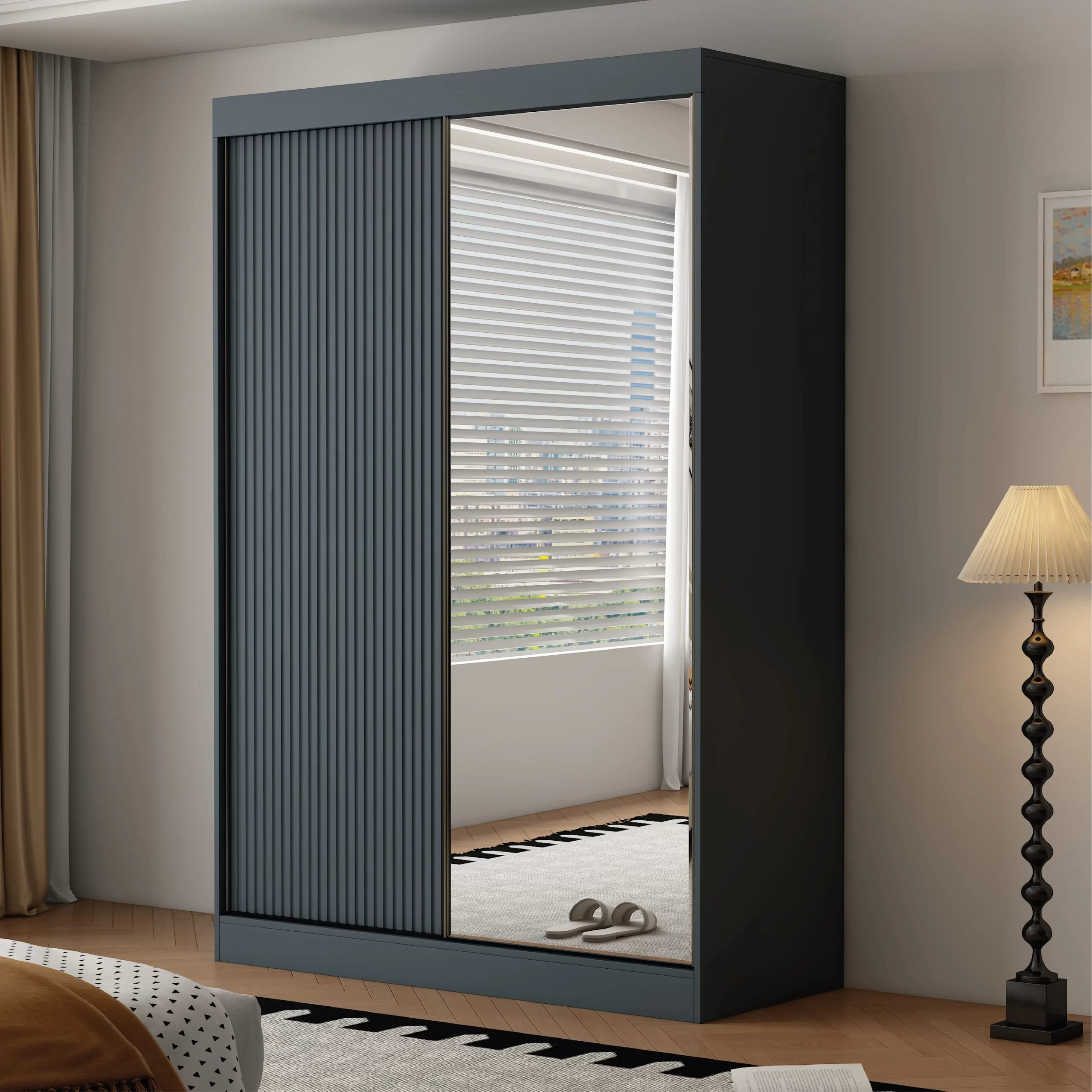14-1768234533-69651e25ebc36-w-main.webp Berlin 2 Door Dark Grey 150CM sliding wardrobe - Image 1