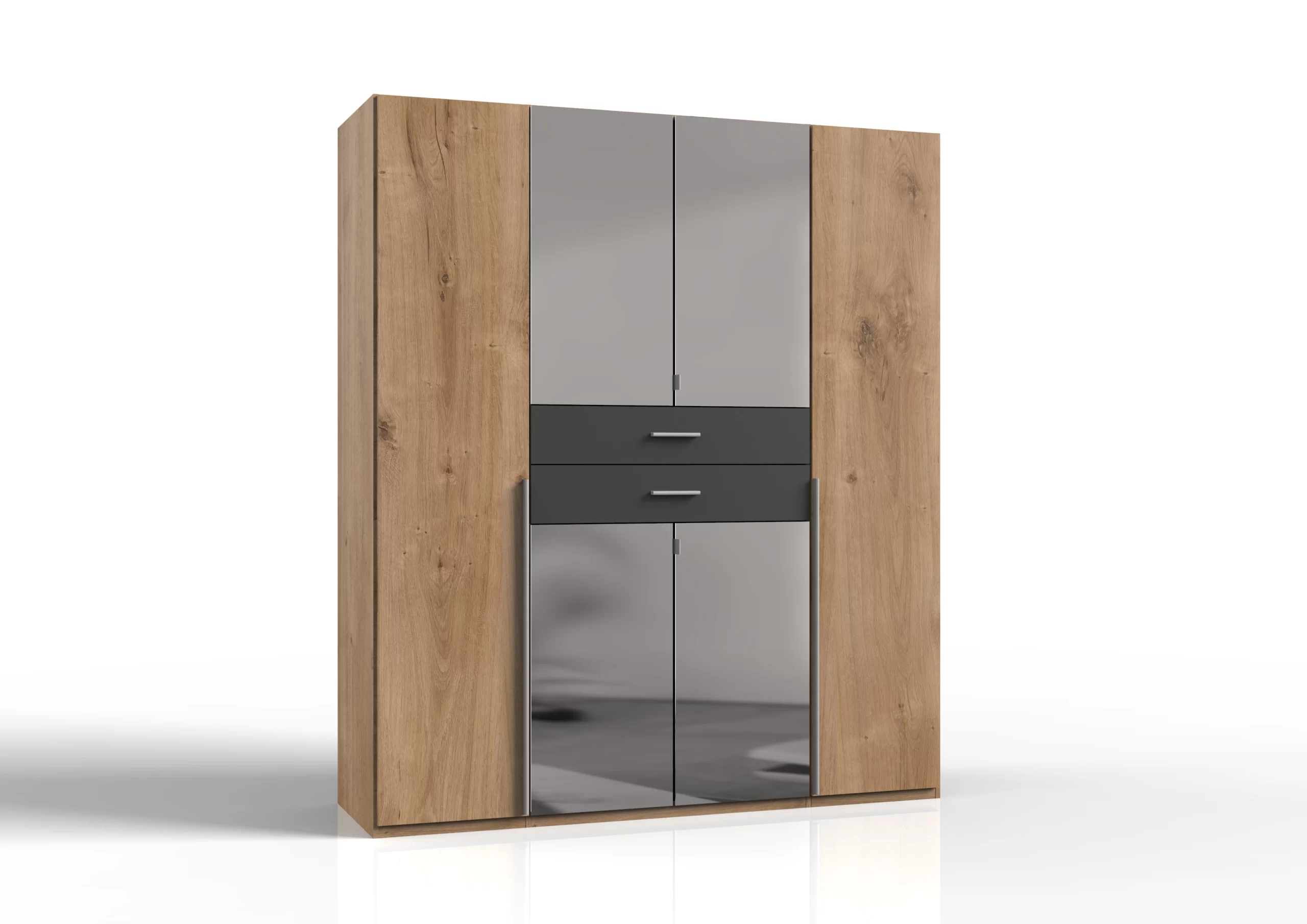 141-1752956324-687bfda4b6121-w-main.webp Denver - planked oak And graphite 4 Door Wardrobe - Image 1