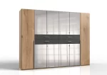 Denver - planked oak And graphite 6 door wardrobe
