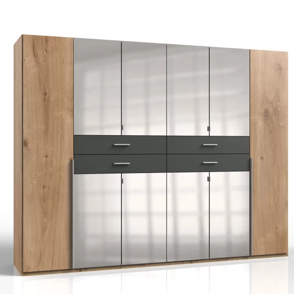 Denver - planked oak And graphite 6 door wardrobe