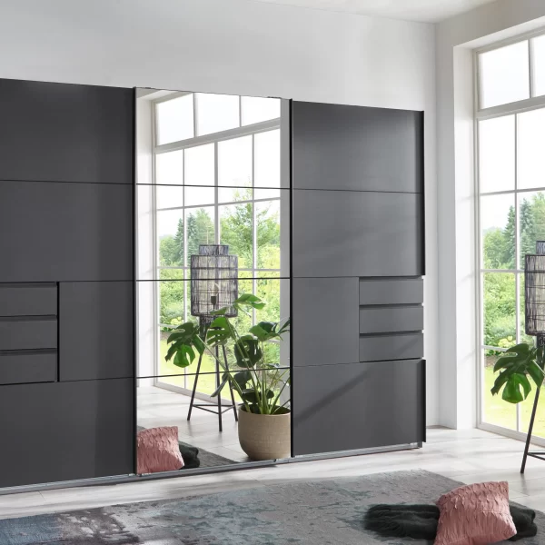Saigon - Graphite 3 door 1 Mirror wardrobe