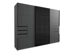 Saigon - Graphite 3 door 1 black glass wardrobe - Image 2