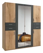 Vegas - planked oak And graphite 4 door wardrobe