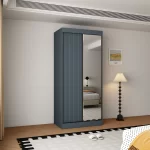 Berlin 2 Door Dark Grey 100CM sliding wardrobe - Image 4
