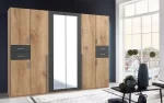 Vegas - planked oak And graphite 6 door wardrobe