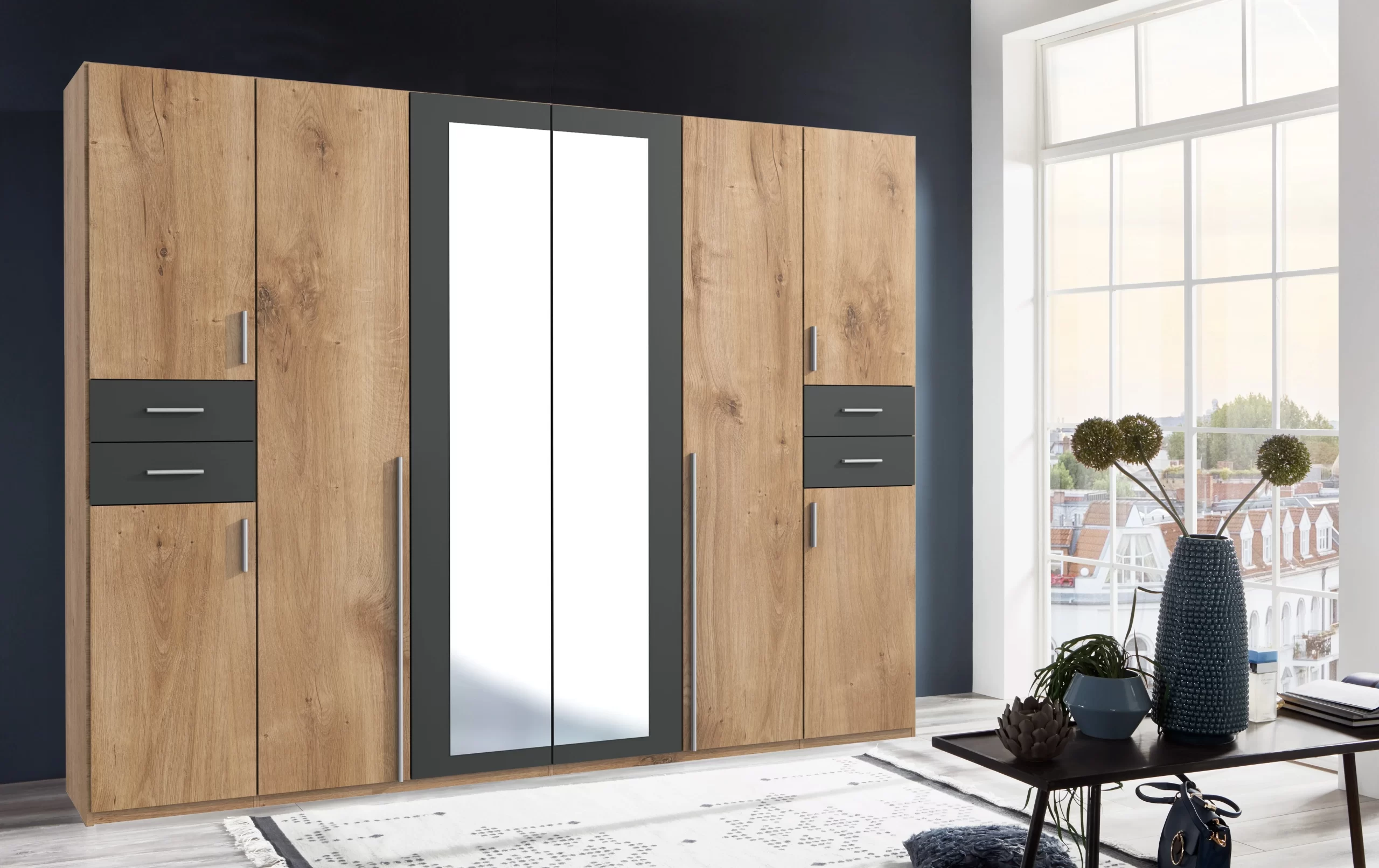 151-1752955627-687bfaebc51fc-w-main.webp Vegas - planked oak And graphite 6 door wardrobe - Image 1