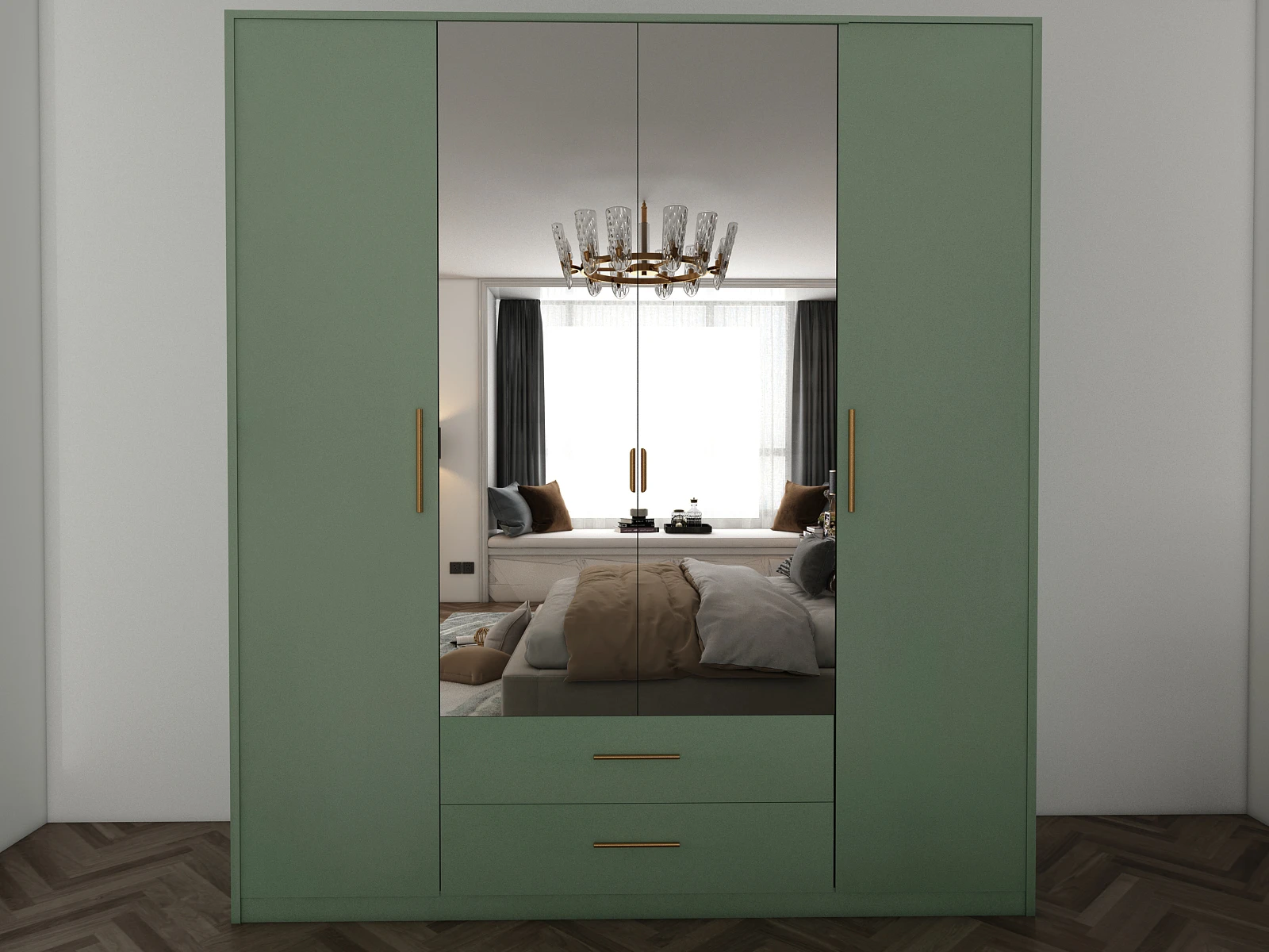 167-1752872747-687ab72b9cfda-w-main.webp Swindon Green 4 Door 180cm Wardrobe - Image 1