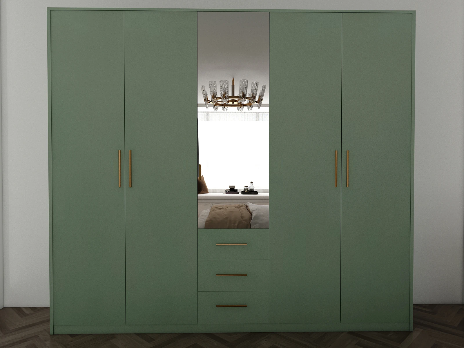 168-1752872704-687ab700212bd-w-main.webp Swindon Green 5 door 200cm wardrobe - Image 1
