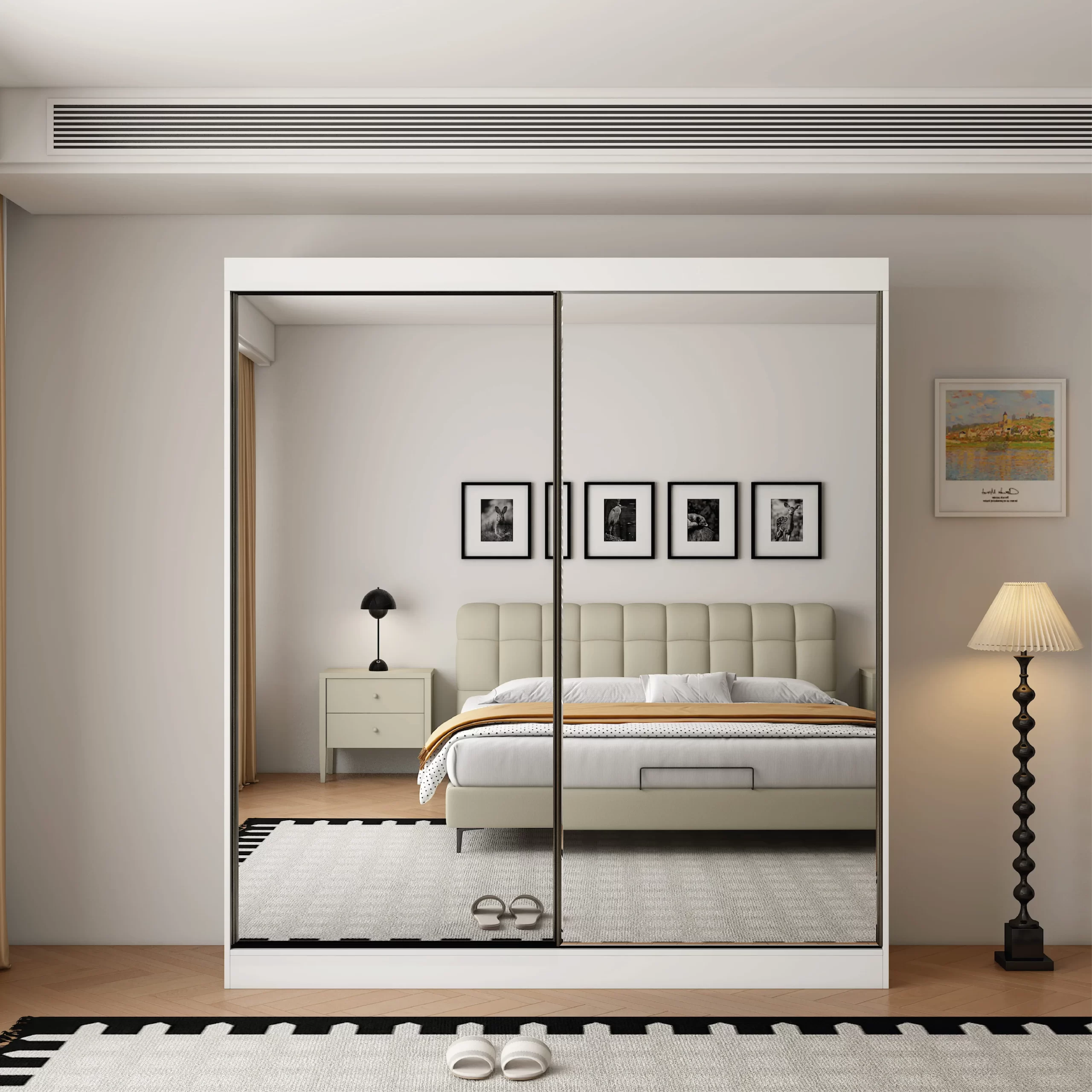 17-1768236991-696527bf306ba-w-main.webp Oracle 2 Door Full Mirror 200CM sliding wardrobe - Image 1