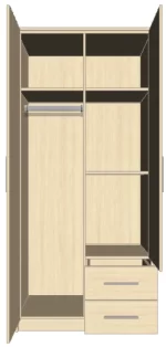 Swindon Grey 2 Door Wardrobe - Image 3