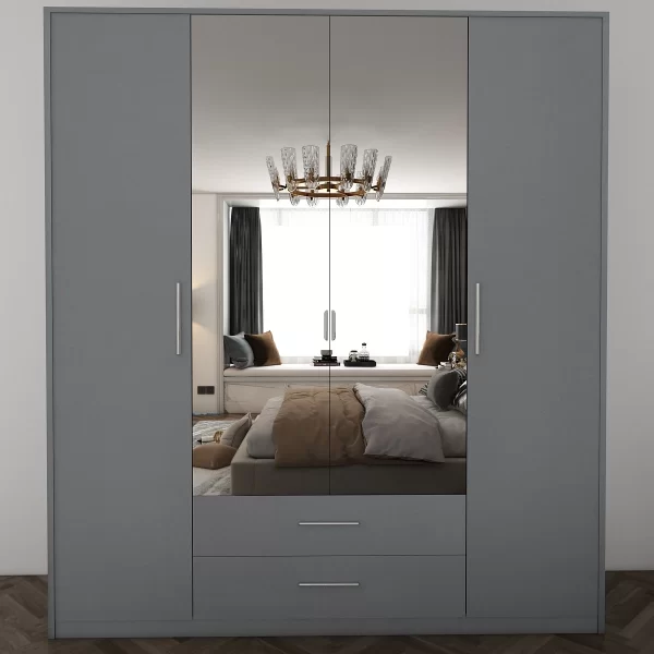 Swindon Grey 4 Door 180cm Wardrobe