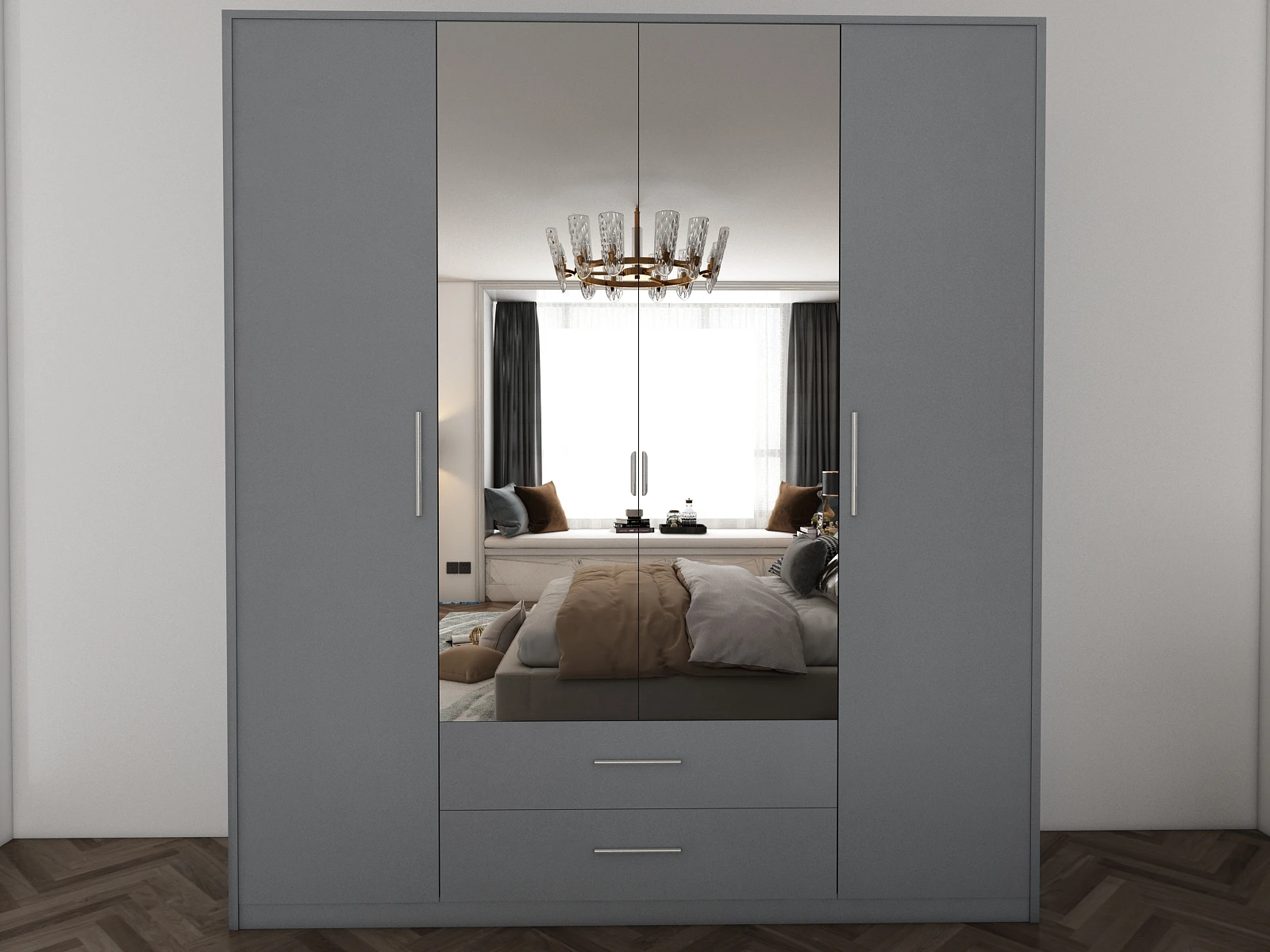 174-1752872269-687ab54dcdffd-w-main.webp Swindon Grey 4 Door 180cm Wardrobe - Image 1