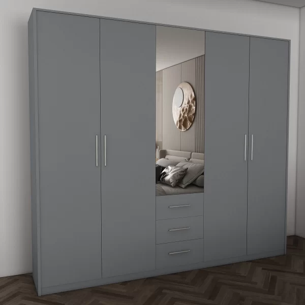 Swindon Grey 5 Door 200cm Wardrobe