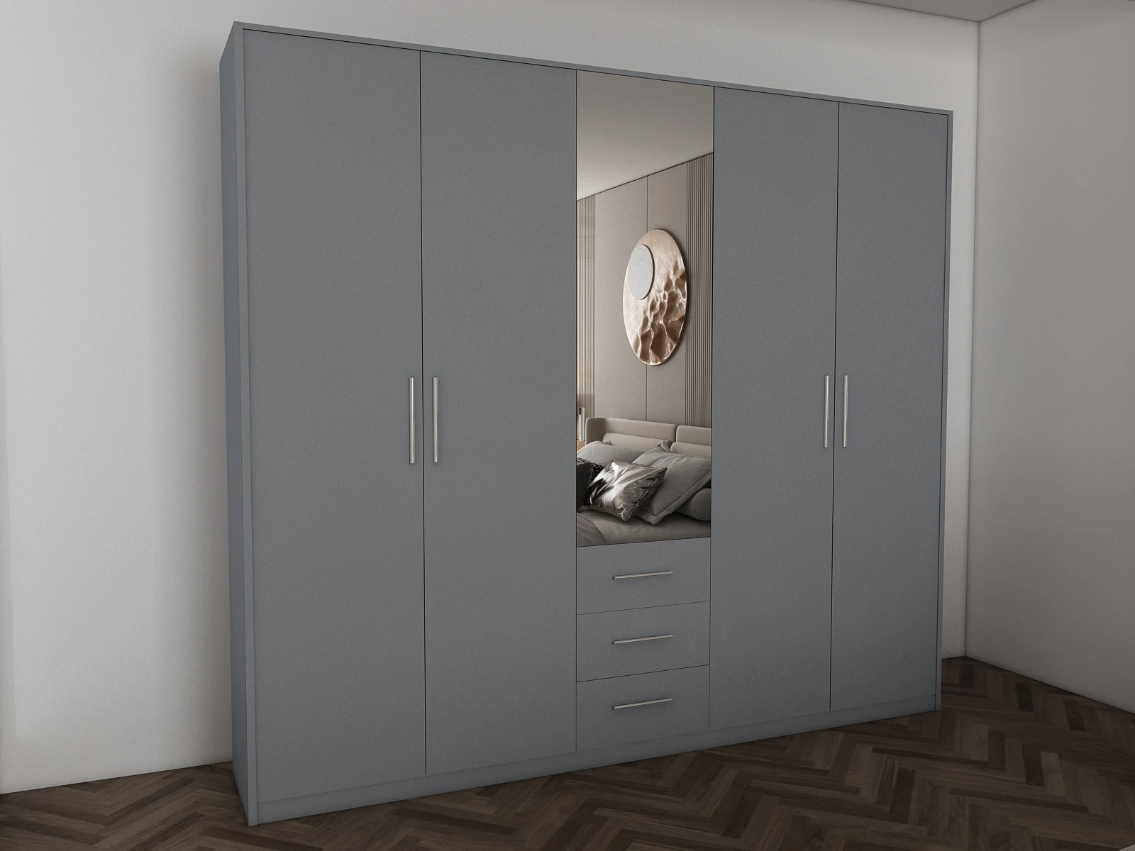 175-1752872198-687ab506bf24d-w-main.webp Swindon Grey 5 Door 200cm Wardrobe - Image 1