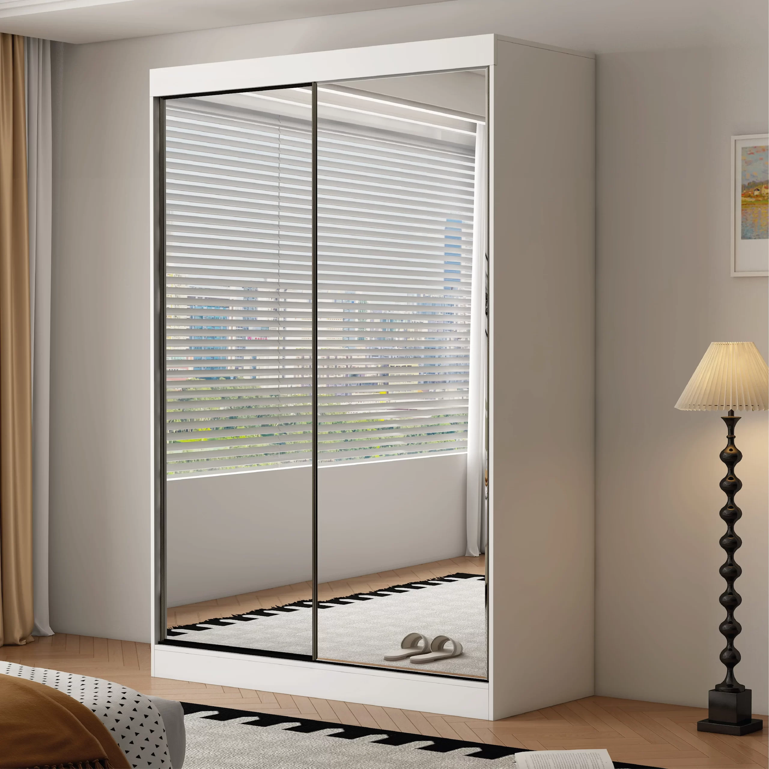 18-1768237289-696528e9872bf-w-main.webp Oracle 2 Door Full Mirror 150CM sliding wardrobe - Image 1