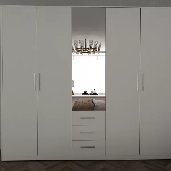 Swindon white 5 door 200cm wardrobe