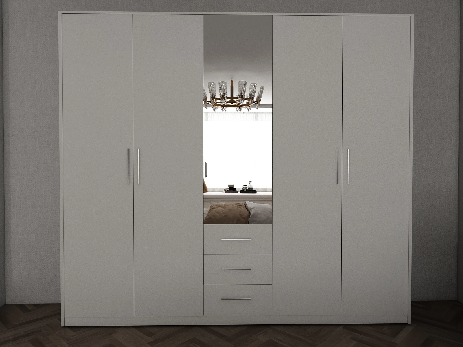 182-1752870334-687aadbe60282-w-main.webp Swindon white 5 door 200cm wardrobe - Image 1