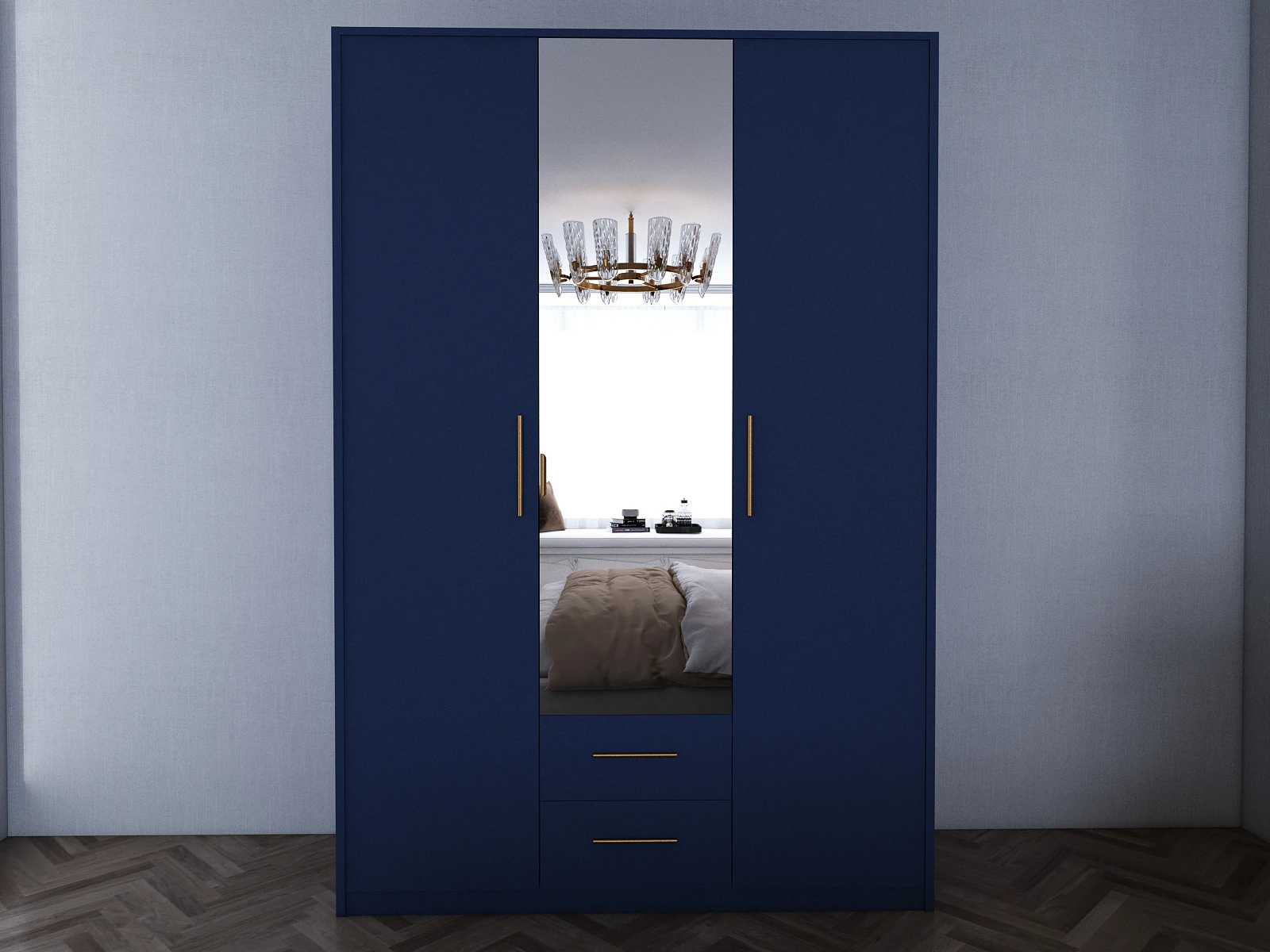 187-1752869894-687aac06b7ec8-w-main.webp SwindonBlue 3 Door 135cm Wardrobe - Image 1