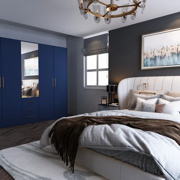 Swindon blue 5 door 200cm wardrobe