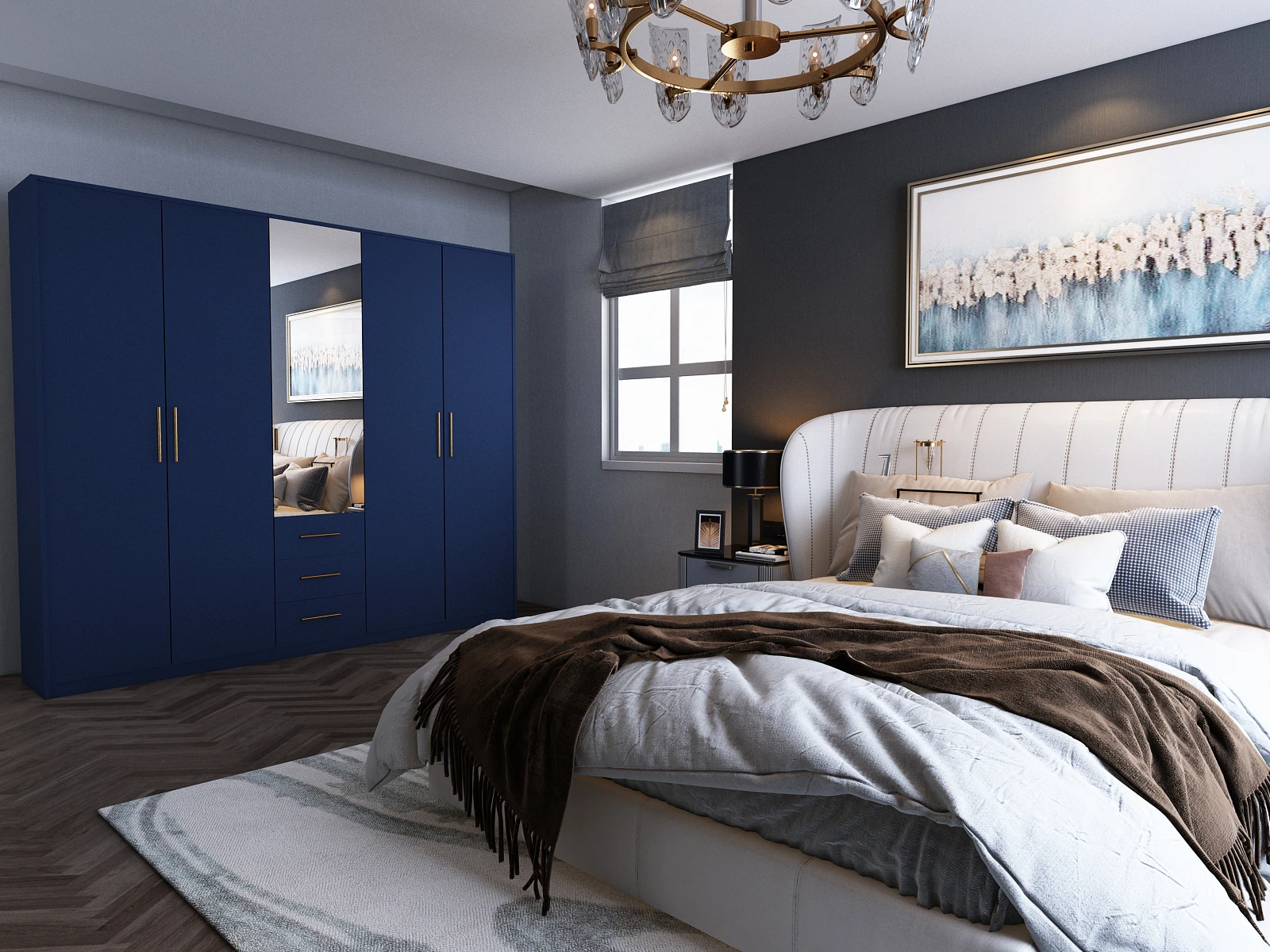 189-1752869766-687aab86129dd-w-main.webp Swindon blue 5 door 200cm wardrobe - Image 1