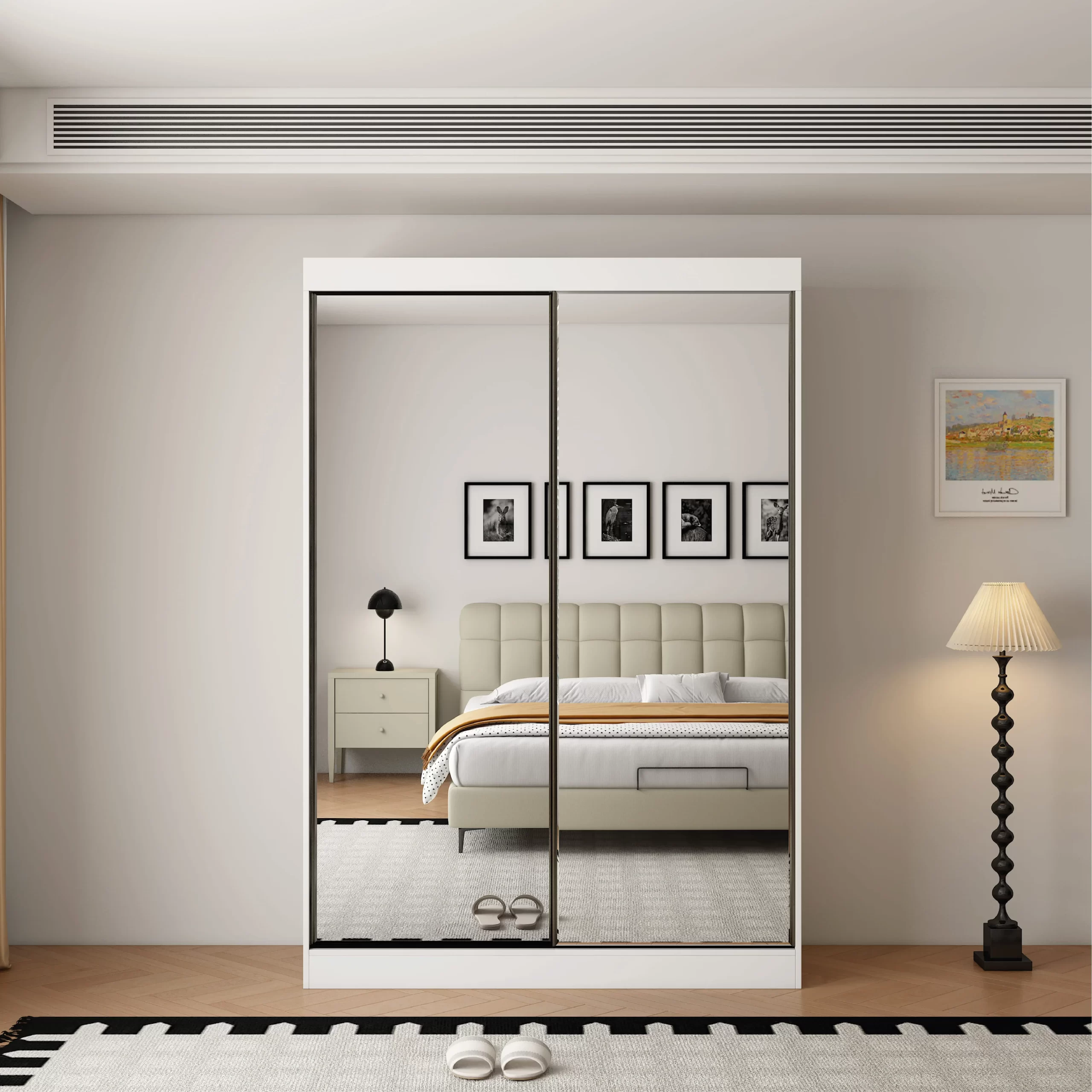19-1768237510-696529c683f25-w-main-1.webp Oracle 2 Door Full Mirror 100CM sliding wardrobe - Image 1