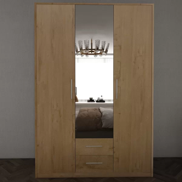 Swindon Oak 3 door 120cm wardrobe