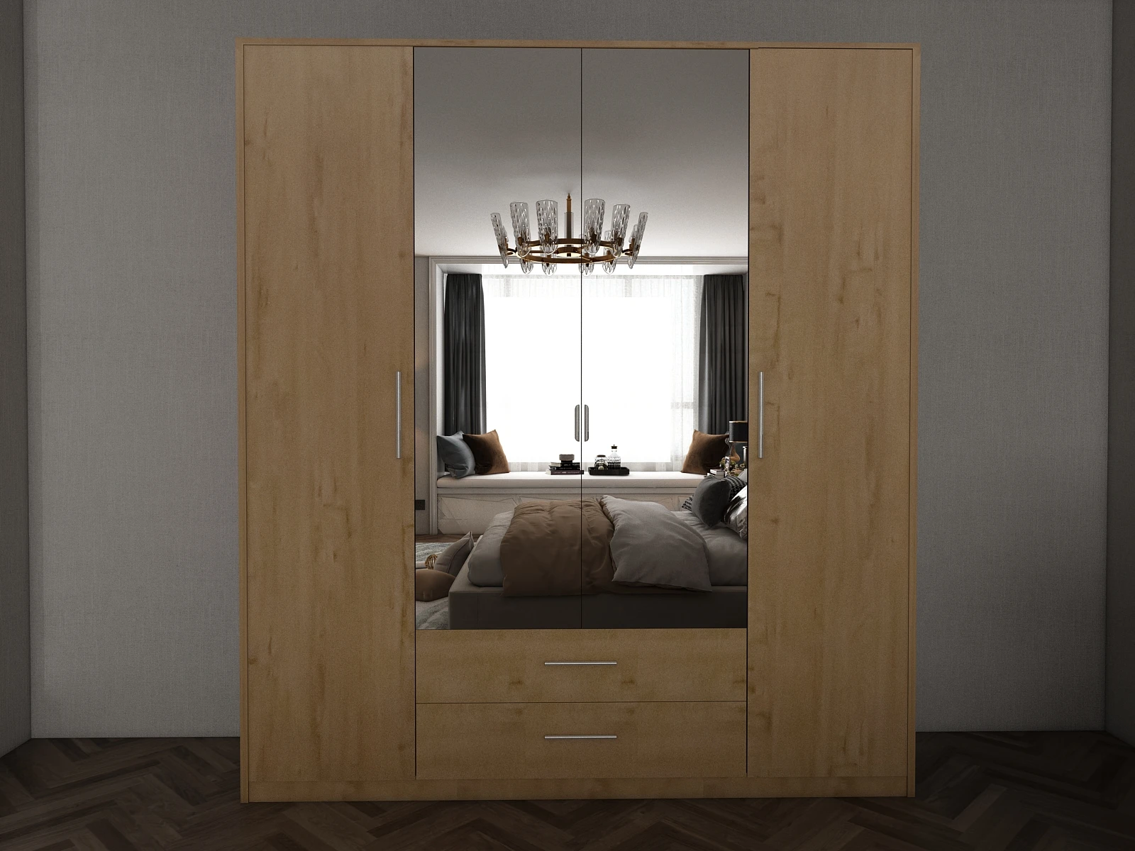 195-1752869384-687aaa083bb47-w-main.webp Swindon Oak 4 Door 180cm Wardrobe - Image 1