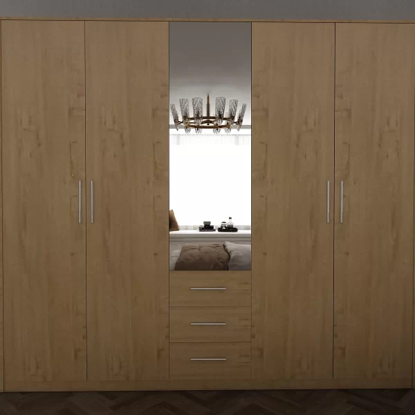 Swindon oak 5 door 200cm wardrobe