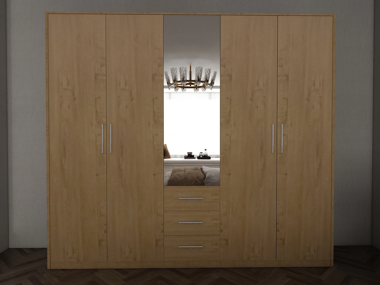196-1752869339-687aa9dbb3805-w-main.webp Swindon oak 5 door 200cm wardrobe - Image 1