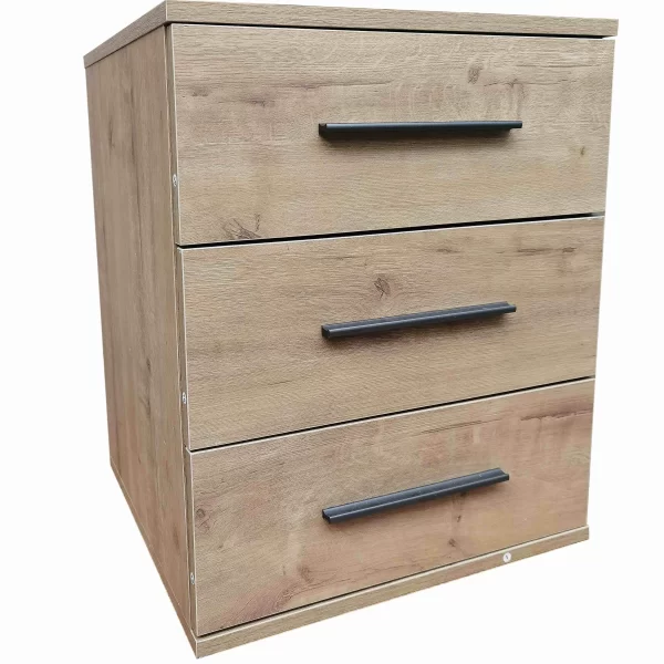 swindon Oak 3 Drawer Bedside
