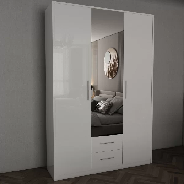 Swindon Gloss White 3 door 120cm wardrobe