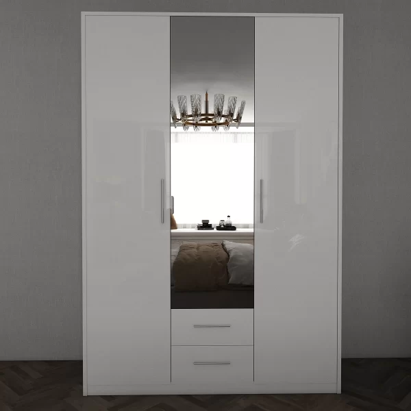 Swindon Gloss White 3 Door 135cm Wardrobe