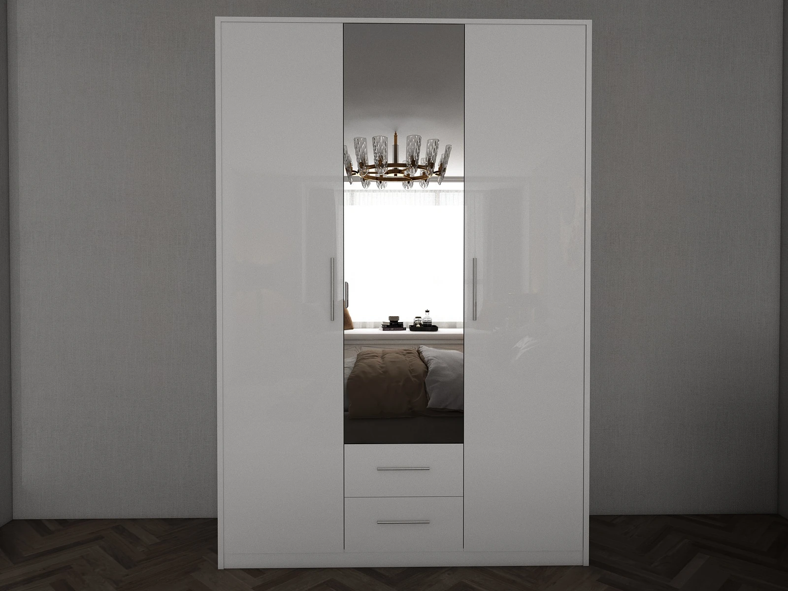 201-1752868899-687aa82330dcb-w-main.webp Swindon Gloss White 3 Door 135cm Wardrobe - Image 1