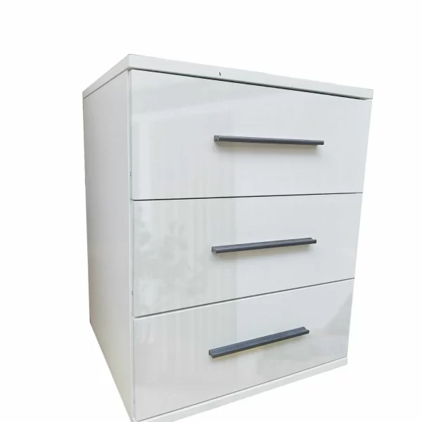 swindon Gloss White 3 Drawer Bedside